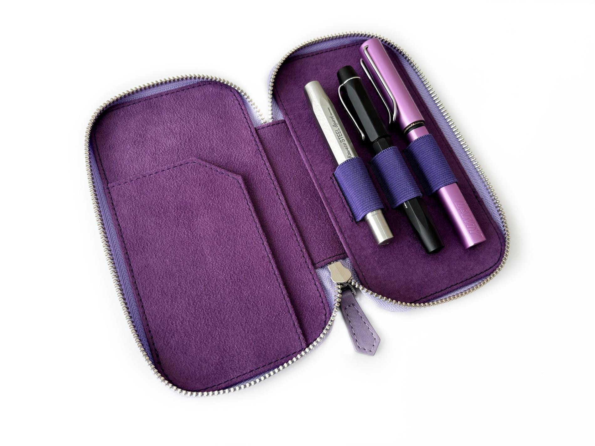 Eng Leather Light Lavender Violet 3'lü Deri Kalem Kılıfı
