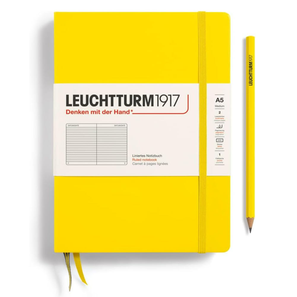 Leuchtturm1917 Not Defteri Orta Boy (A5), Sert Kapak, 251 Numaralandırılmış Sayfa, Çizgili, Lemon 344798