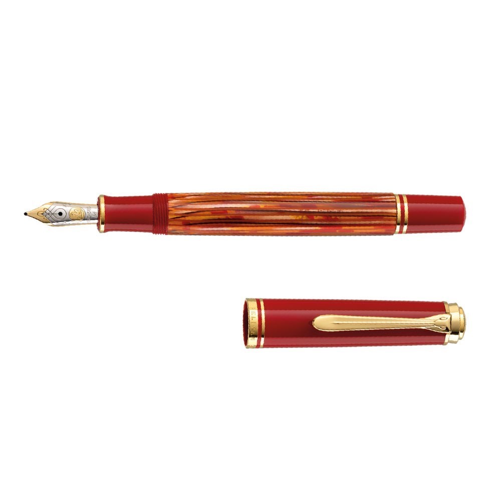 Pelikan Souveran Series M600 Tortoiseshell Red Dolma Kalem EF Uç