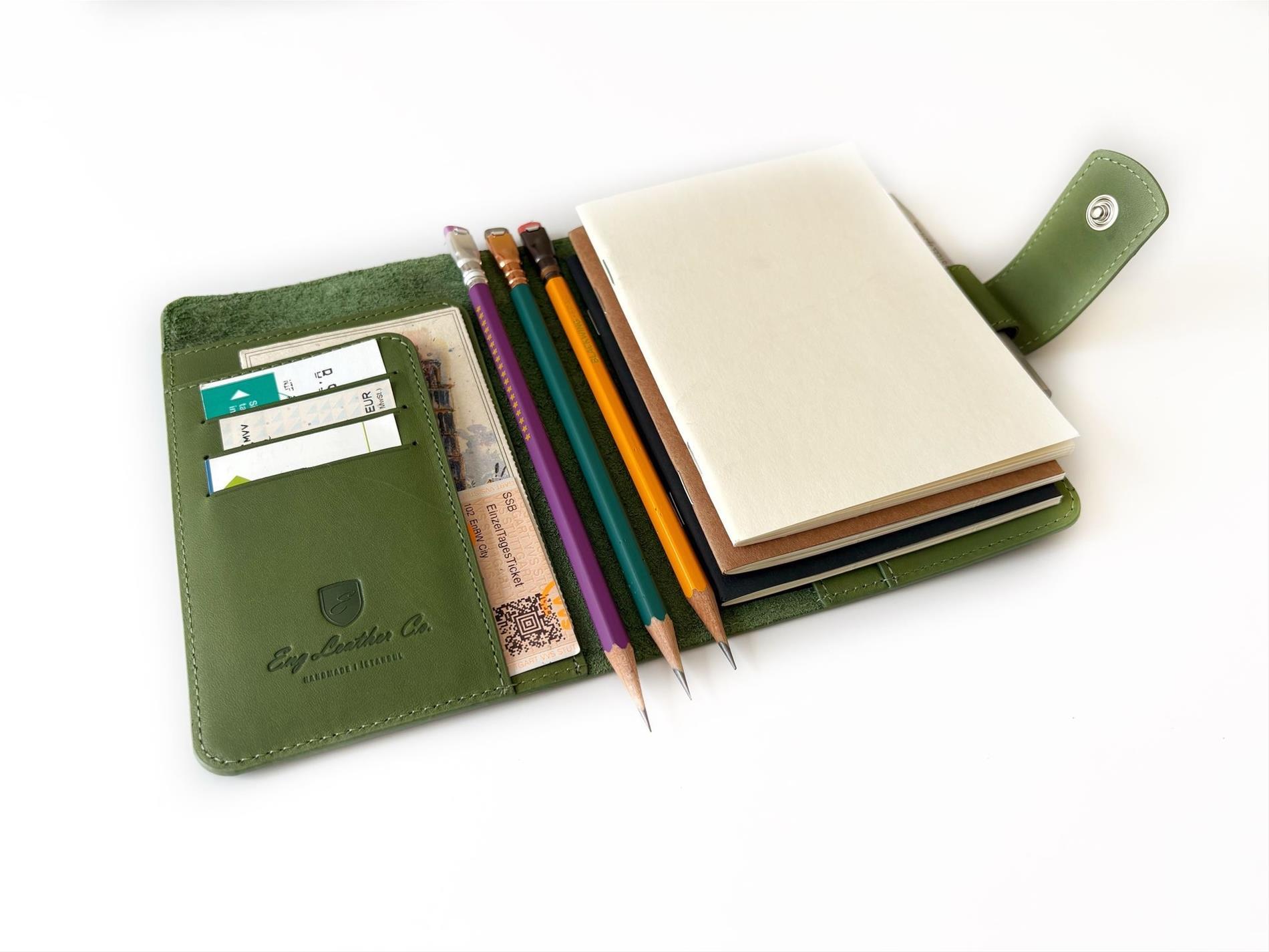 Eng Leather A6 Ebatlı Deri Defter Kılıfı ve Organizer - Spring Green