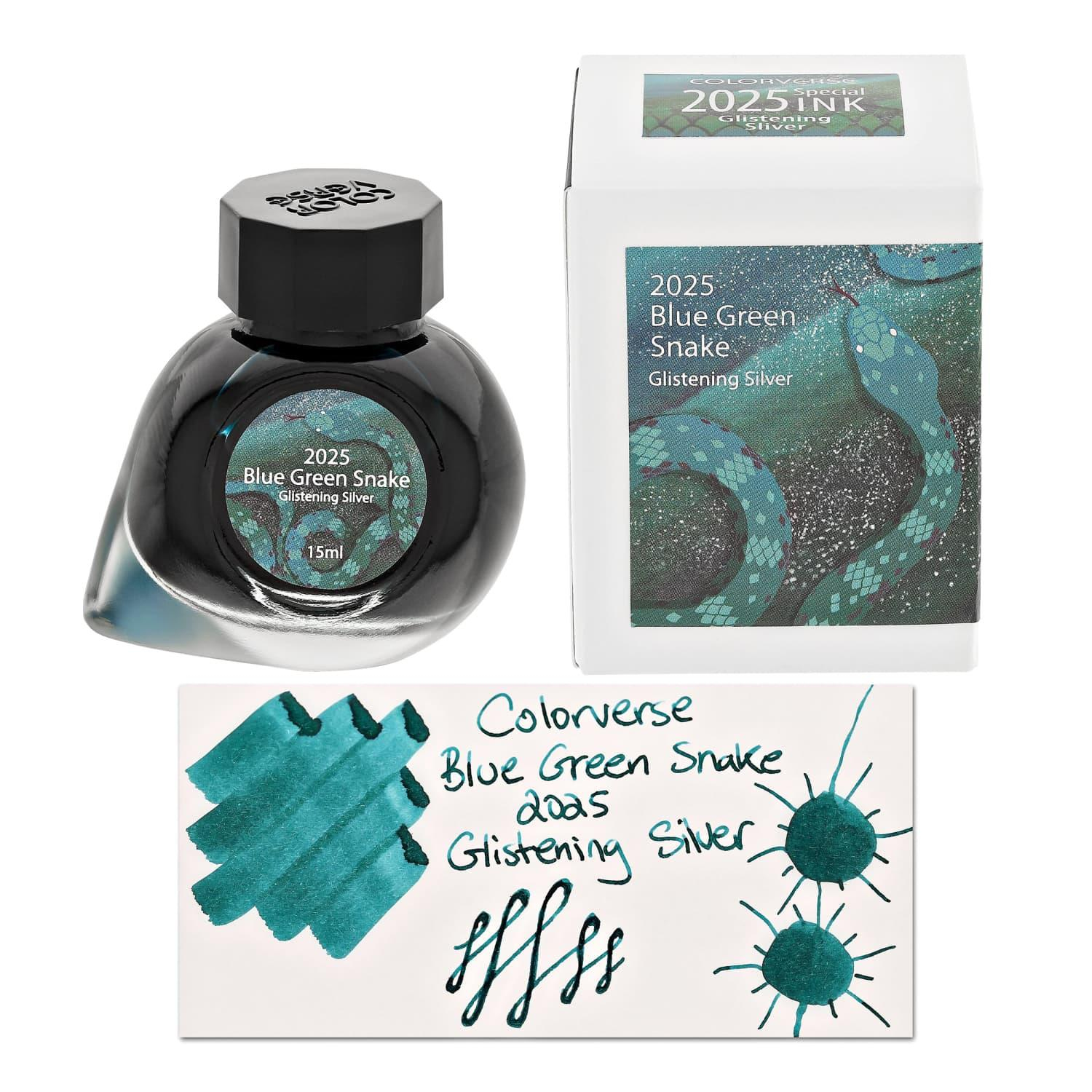 Coloverse 2025 Limited Edition Blue Green Snake Glistening Silver (15ml) Mürekkep