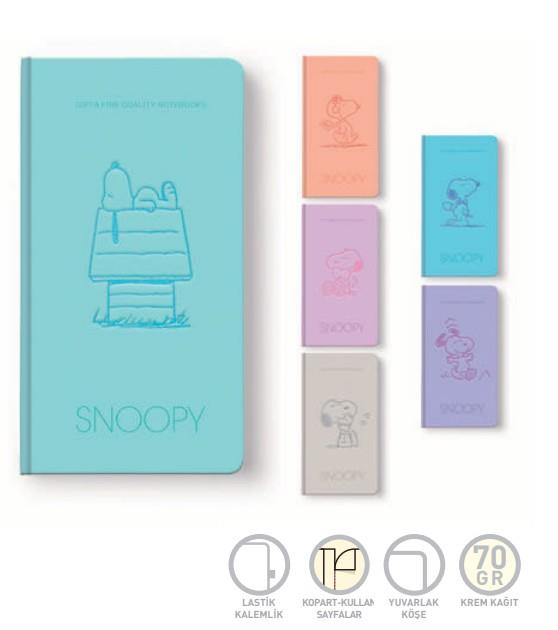 Gıpta Sert Kapaklı 9x14 cm 80 Sayfa Çizgisiz Defter Snoopy Mavi