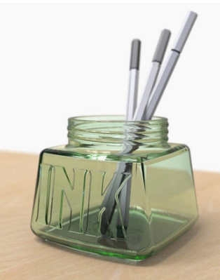 Suck Uk Inkwell Desk Tidy  Cam Masaüstü Kalemlik