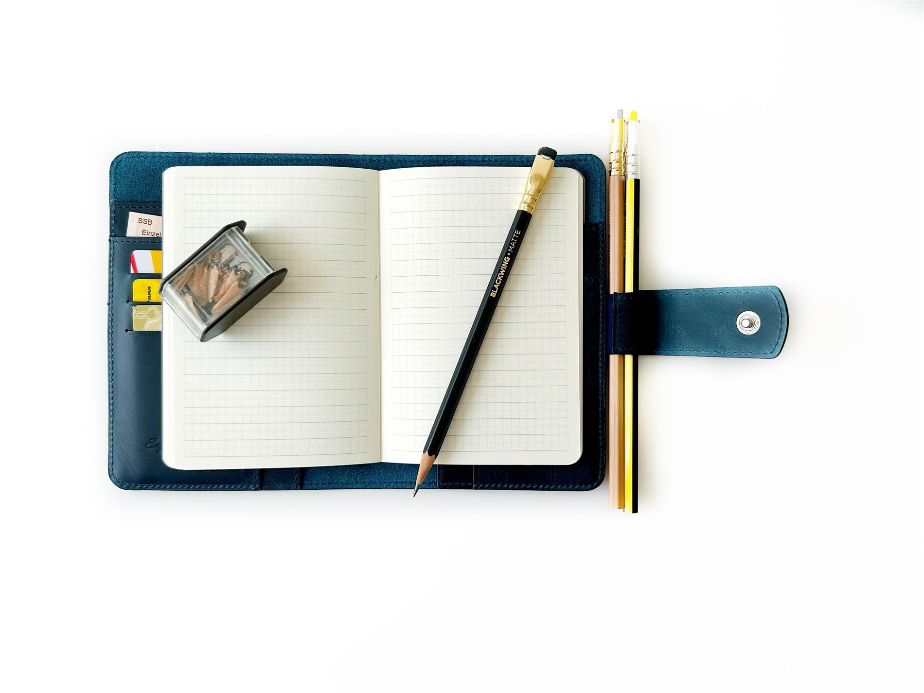 Eng Leather Ocean Blue A6 Ebatlı Deri Defter Kılıfı ve Organizer