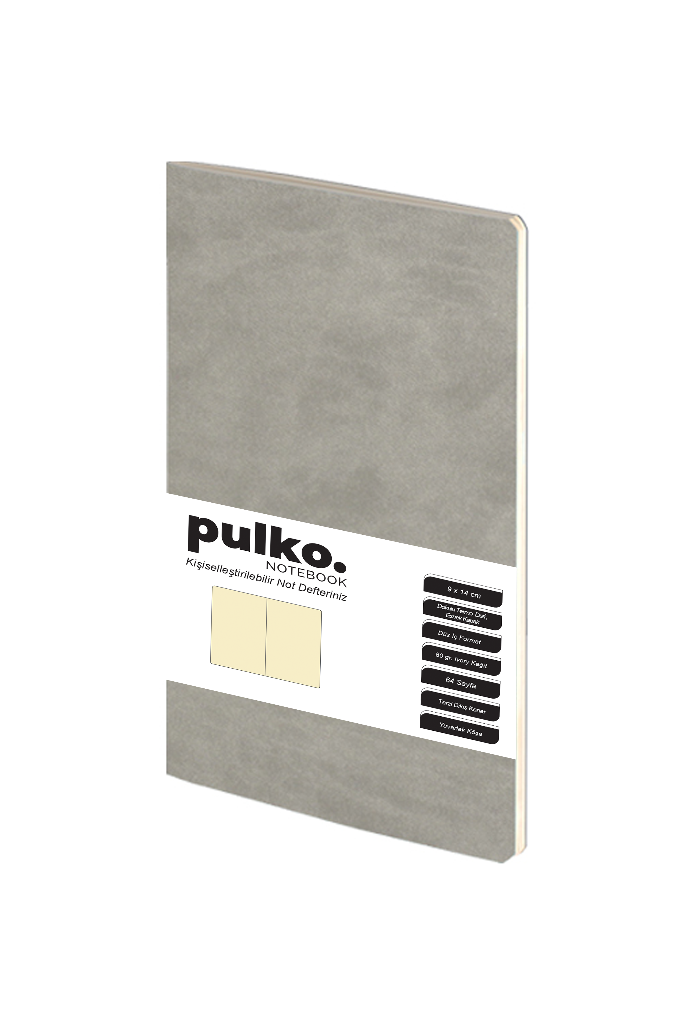 Pulko Terzi Dikiş 9x14 cm Çizgisiz 80 gr Ivory Defter Gri