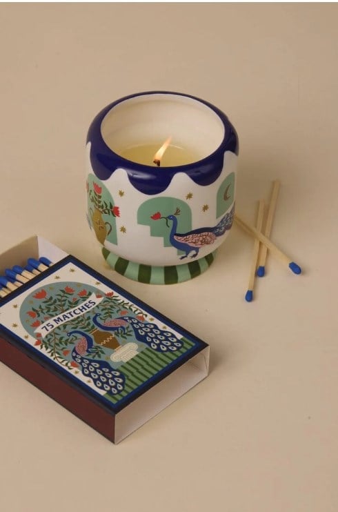 Paddywax A Dopo Luxury Artisan El Boyaması 226g Mum  - Peacock - Misted Lime