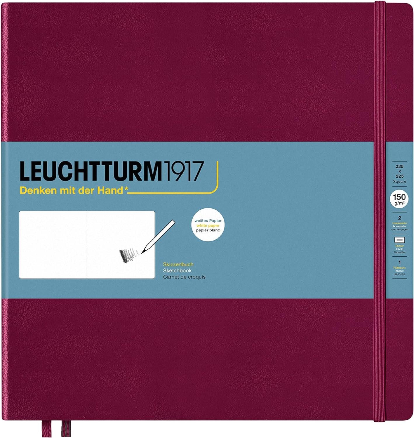 Leuchttrumm 1917 Sketchbook Square Sert Kapak 150 gr Eskiz Defteri Port Red 362359