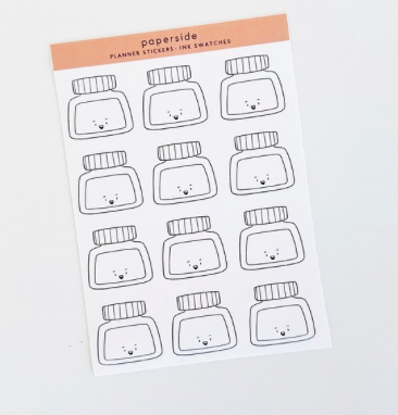 Ink Swatches White Sticker Seti - Short Bottle