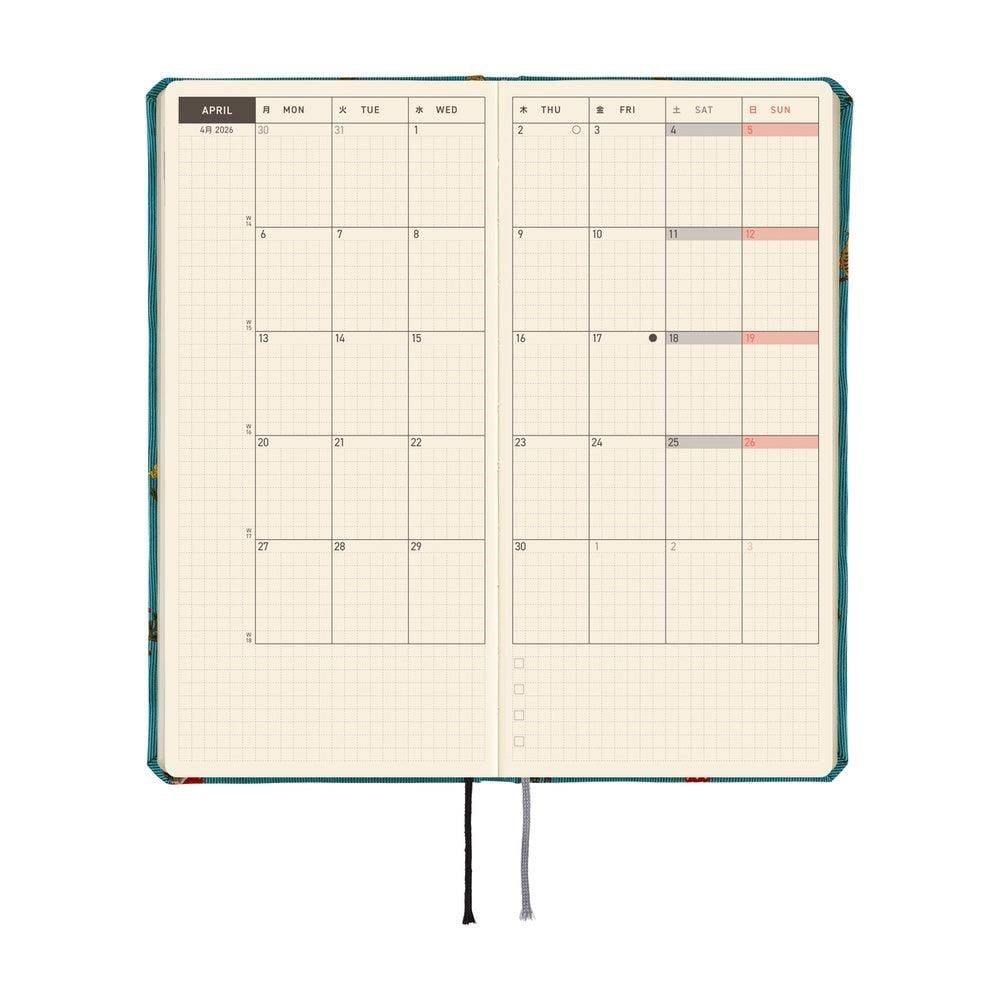 Hobonichi Ajanda Techo Weeks - English - Bow & Tie: In the Forest - 2026 Jan Start