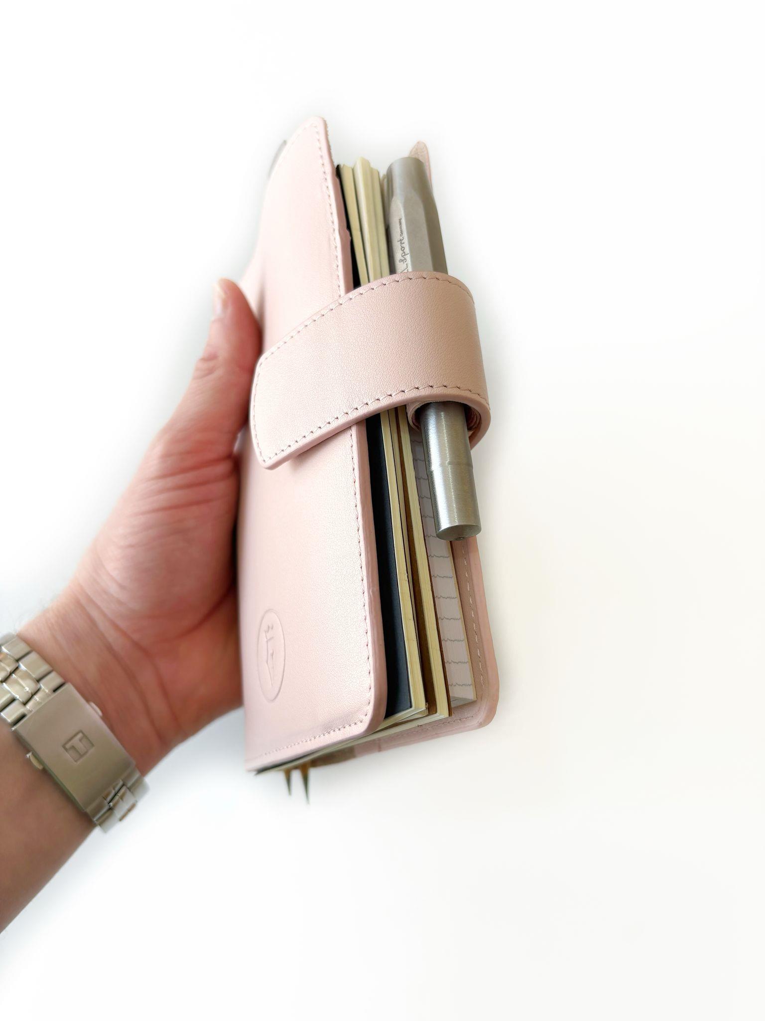 Eng Leather A6 Ebatlı Deri Defter Kılıfı ve Organizer - Baby Pink
