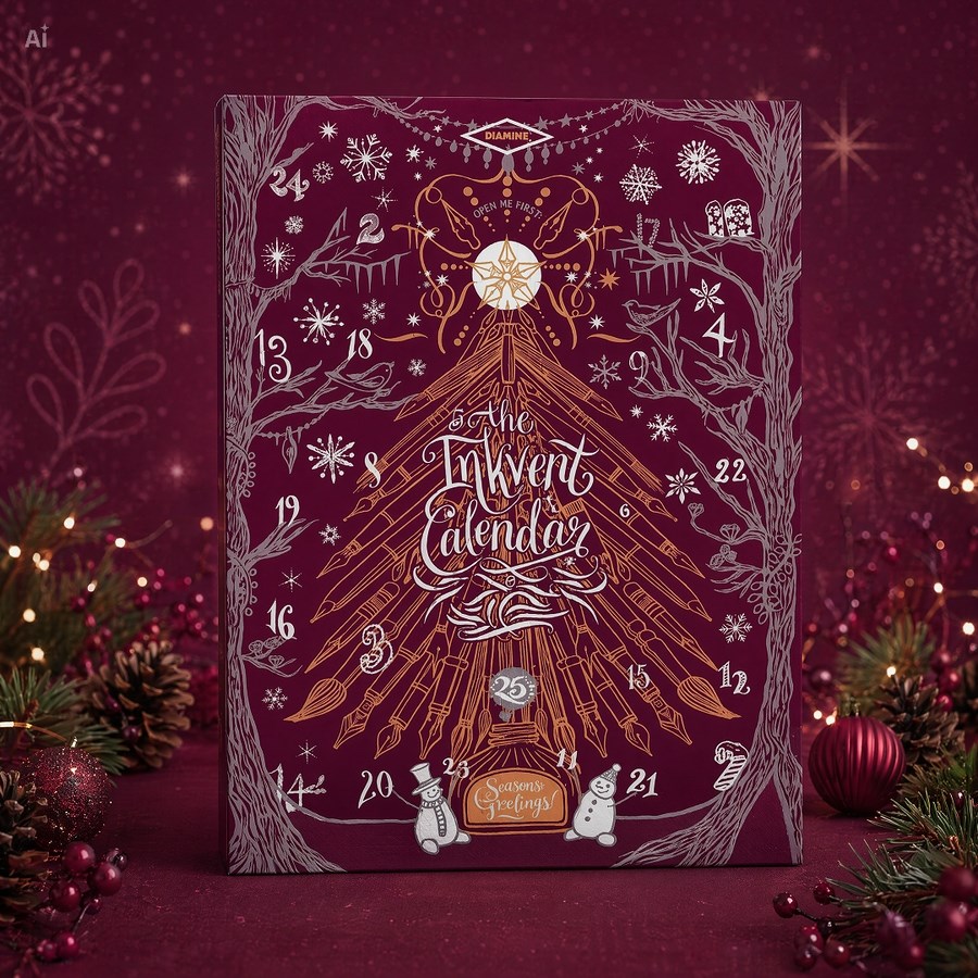 ÖN SİPARİŞ - Diamine Inkvent Calendar 2026 Burgundy Edition Mürekkep Takvimi