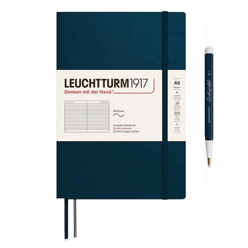 Leuchtturm1917 2025 Colors Orta Boy (A5), Yumuşak Kapak, 123 Sayfa, Çizgili Defter Deep Sea 372206