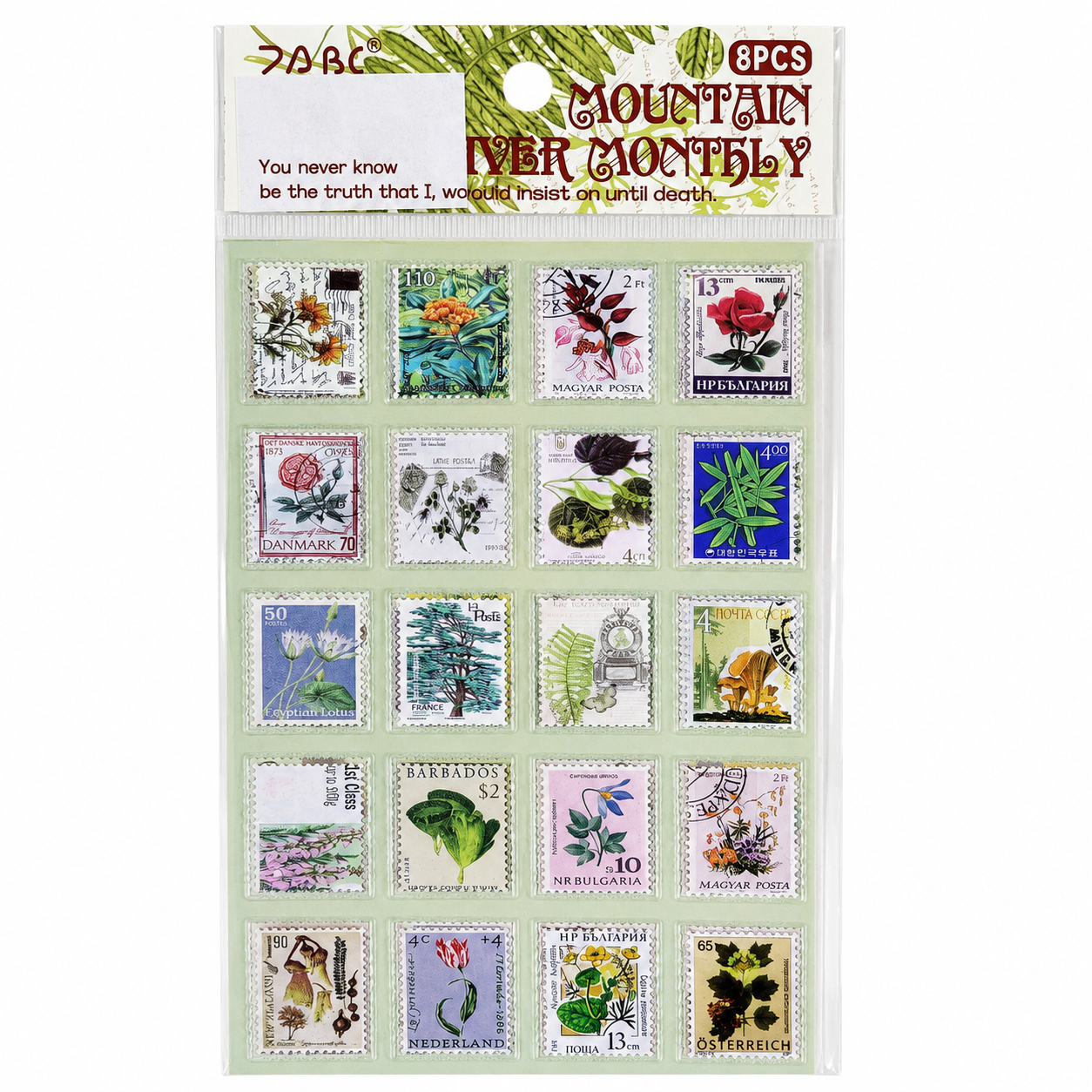 2ABC Mountain River Montly 8 Parça Sticker Seti
