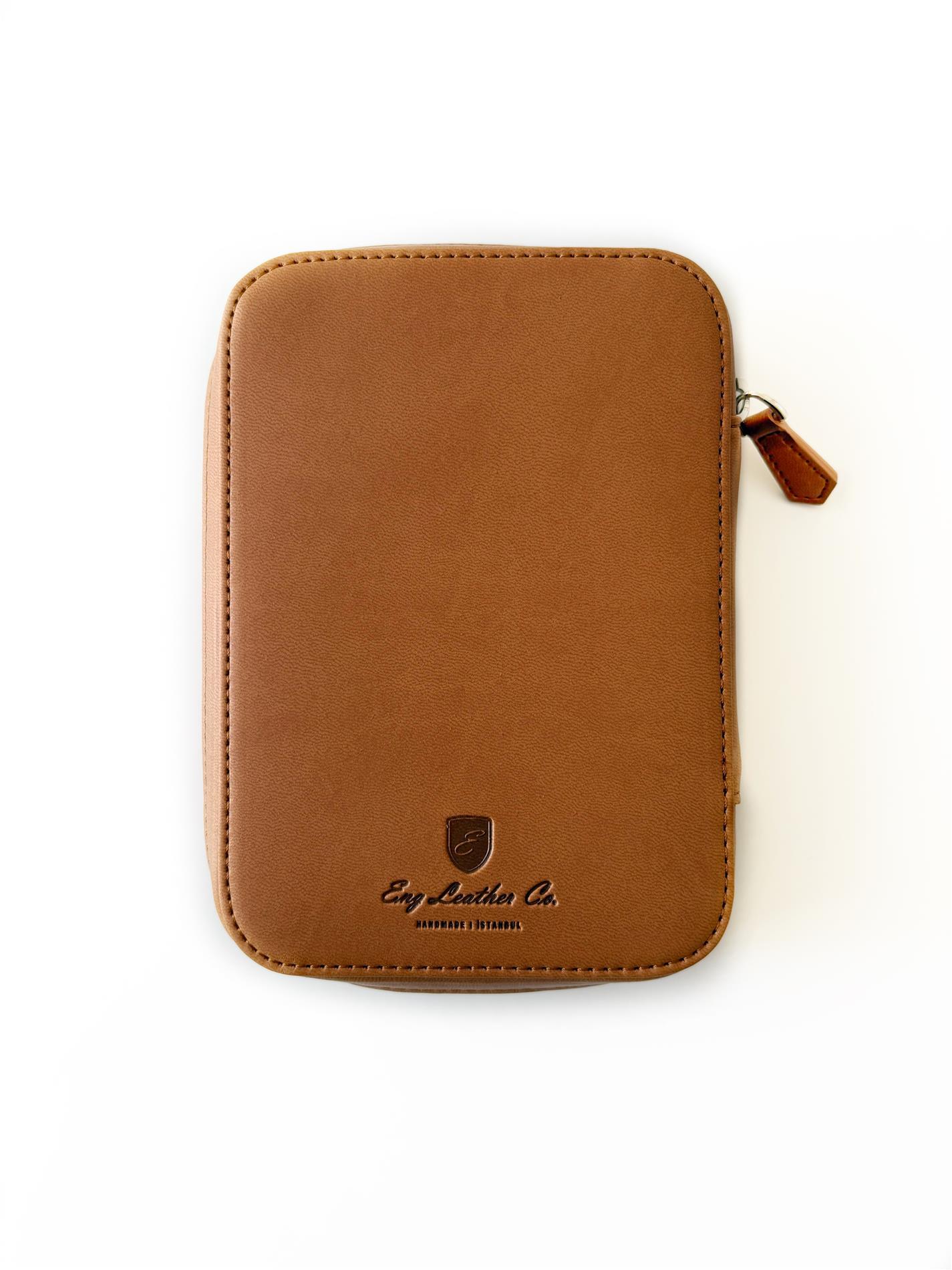 Eng Leather Vegan Apple Skin Sahra - Dark 4 lü Kalem Kılıfı ve A6 Ebatlı Notluk 