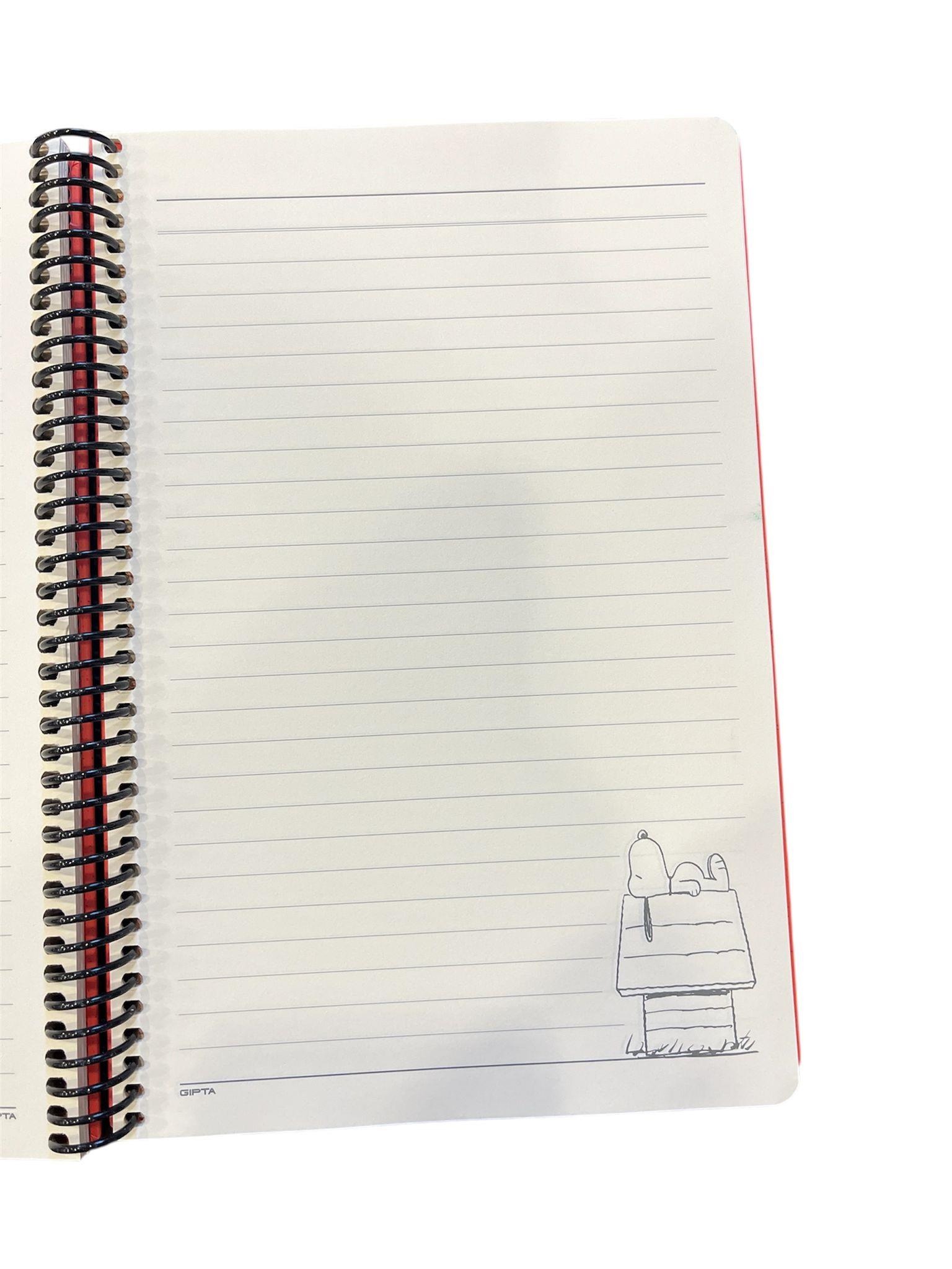 Gıpta Sert Kapaklı 17 x 24 cm 96 Sayfa Çizgili Telli Defter Snoopy Kırmızı