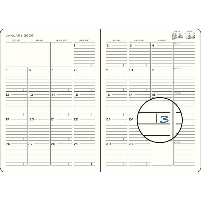 Leuchtturm1917 Tablet Boy (B5) 16 Aylık Ajanda ve Not Defteri (Çizgili) 2026 Yumuşak Kapak, İngilizce, Siyah 372784