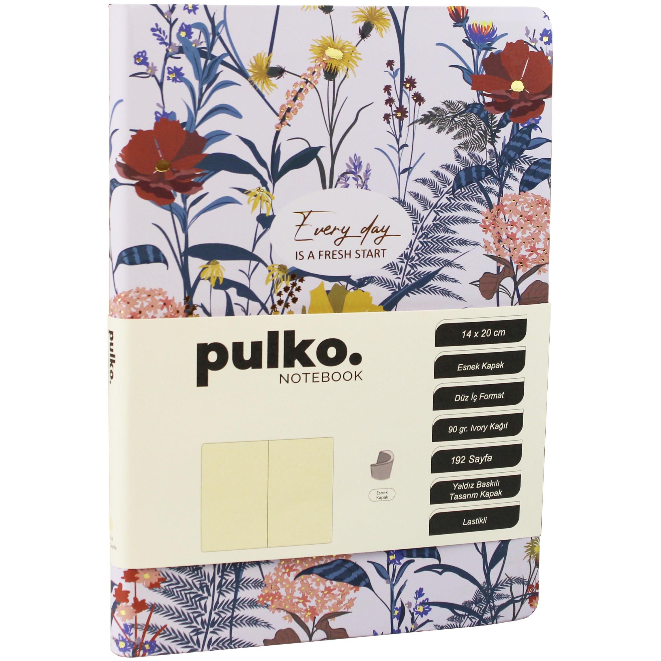 PULKO Notebook Every Day Is A Fresh Start Serisi, (14x20cm), 90gr. Ivory Kağıt, 192 Sayfa, Esnek Kapak, Düz, Powder Blush