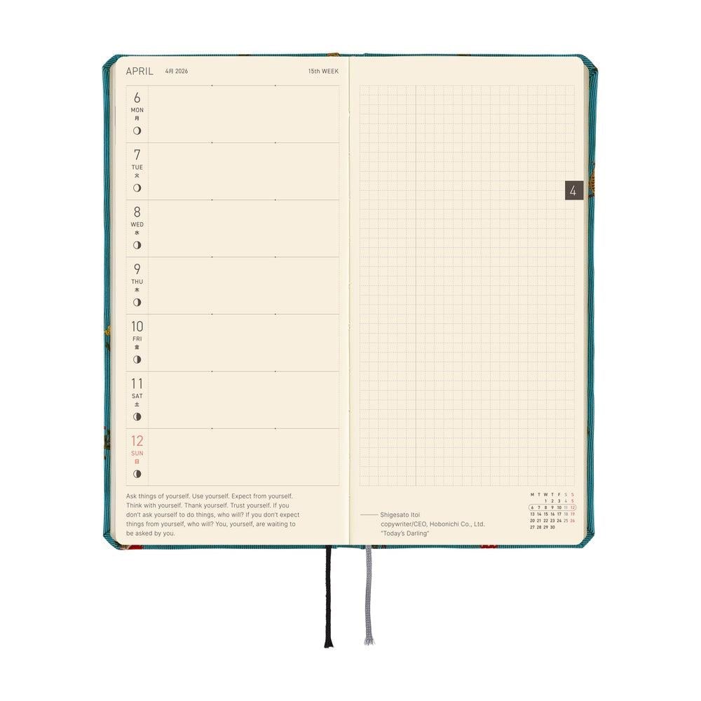 Hobonichi Ajanda Techo Weeks - English - Bow & Tie: In the Forest - 2026 Jan Start