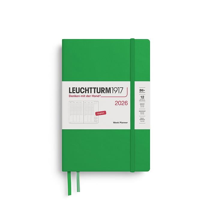 Leuchtturm1917 Çanta Boy (B6+) 12 Aylık Hafta Ajandası 2026 Sert Kapak, İngilizce, Bahar Yaprağı 372768