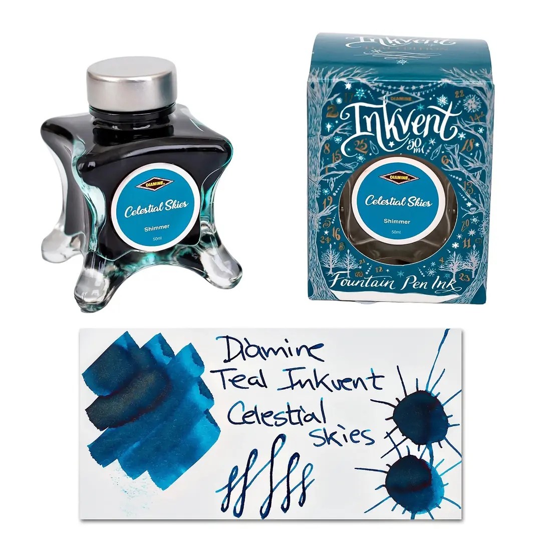 Diamine Inkvent Teal Calender Celestial Skies Shimmer Mürekkep