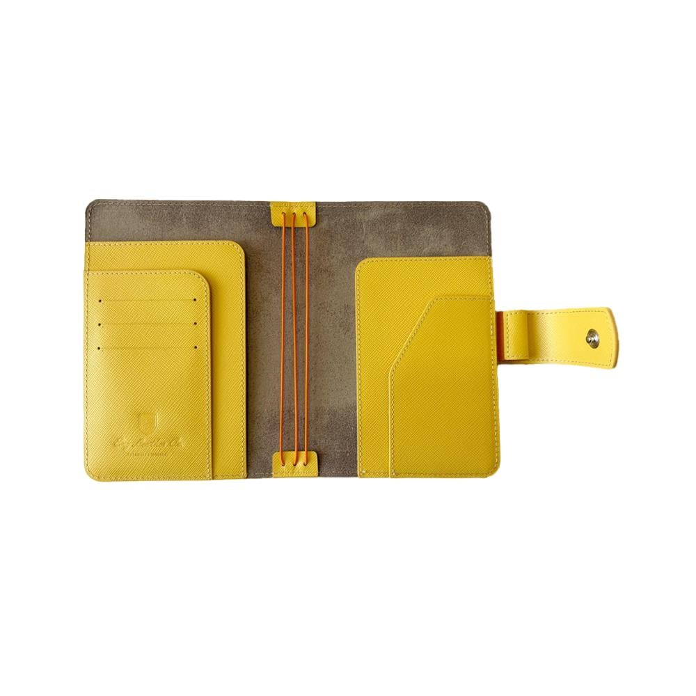 Eng Leather Saffiano Deri Koleksiyonu  A6 Defter & Kalem Çantası Bright Yellow