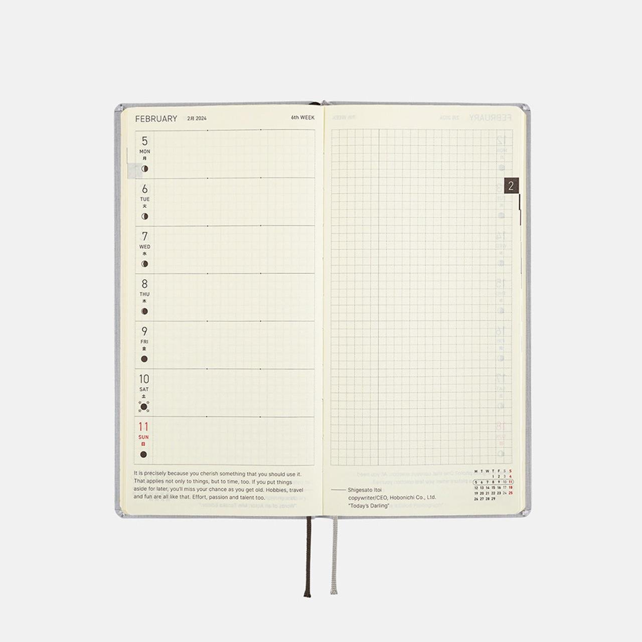 Hobonichi Techo Weeks Mega Japanese Version 2024 Jan. Start Stylish Grey