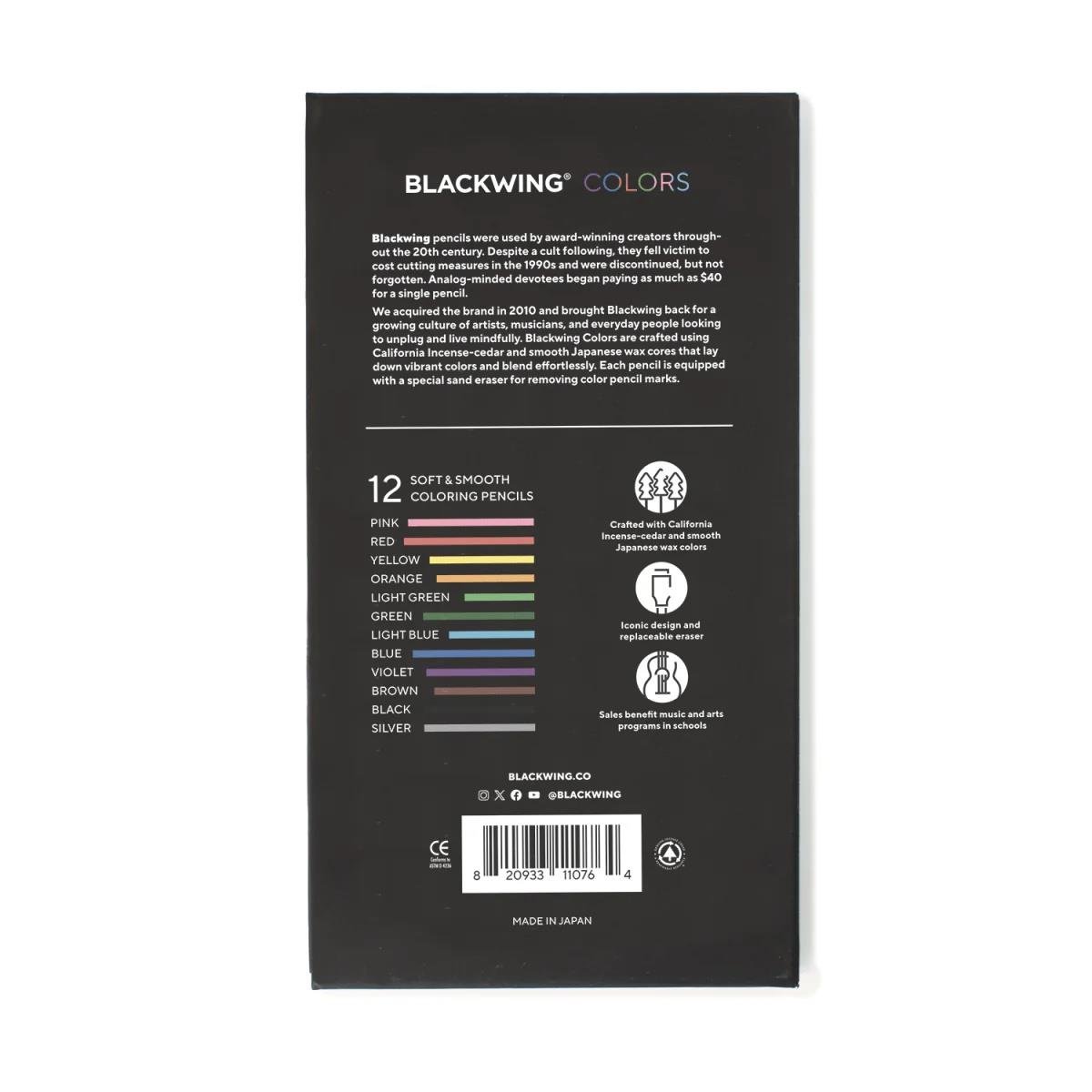 Palomino Blackwing Colors Silgili Ahşap Gövdeli 12'li Kalem Seti 