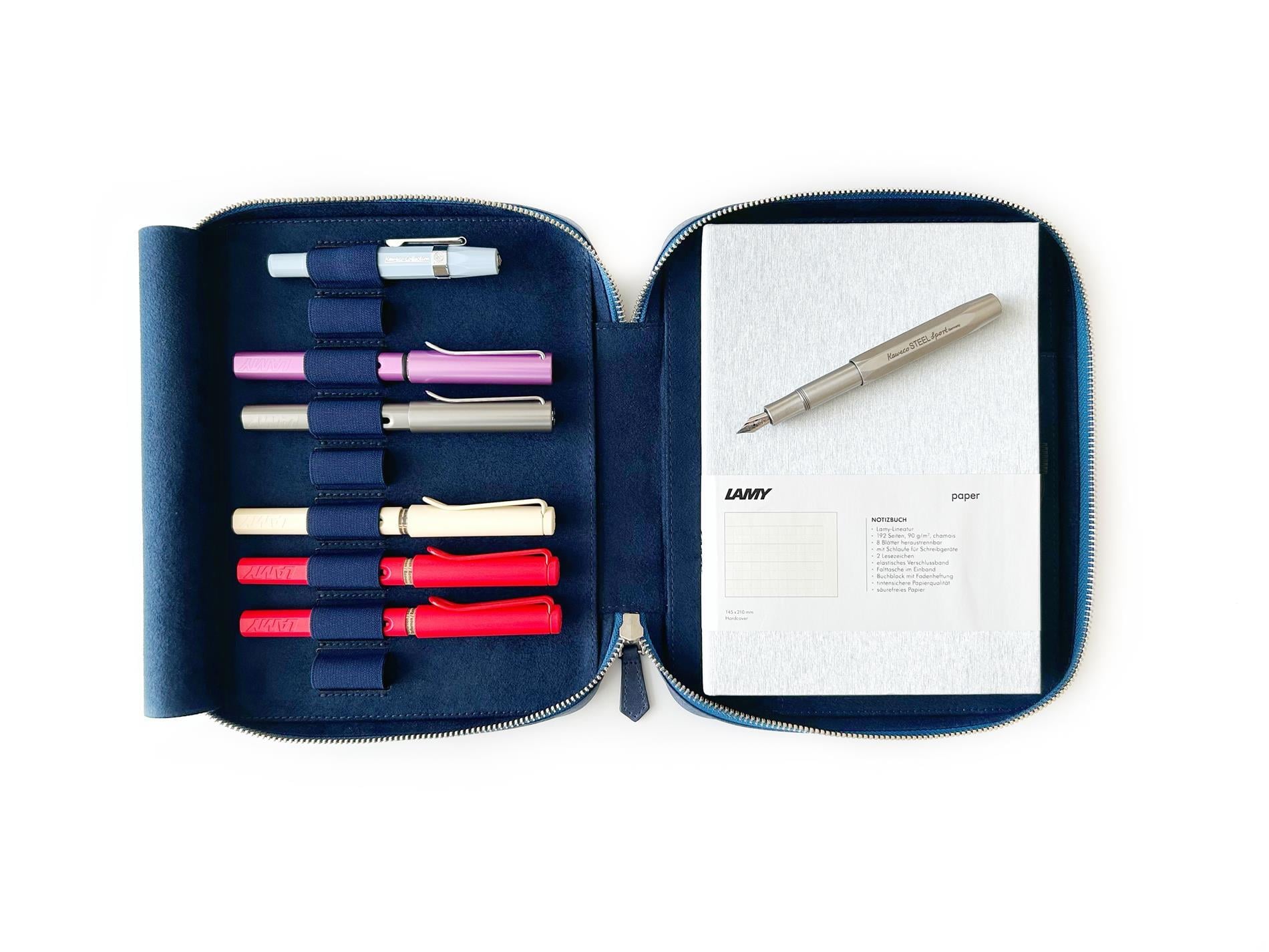 Eng Leather Midnight Blue 9'lu Kalem Kılıfı ve A5 Notluk