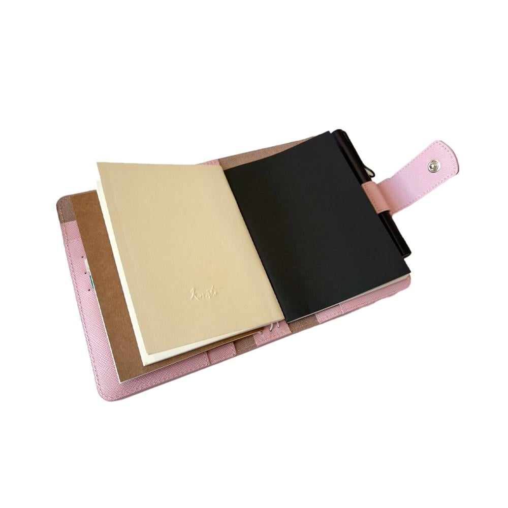 Eng Leather Saffiano Deri Koleksiyonu  A6 Defter & Kalem Çantası  Pearl Pink