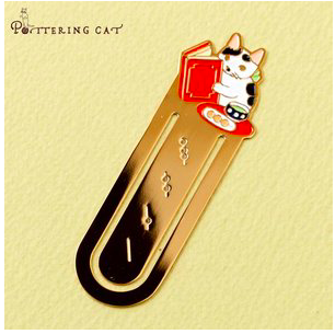 Pottering Cat & Reading Dango Metal Kitap Ayracı