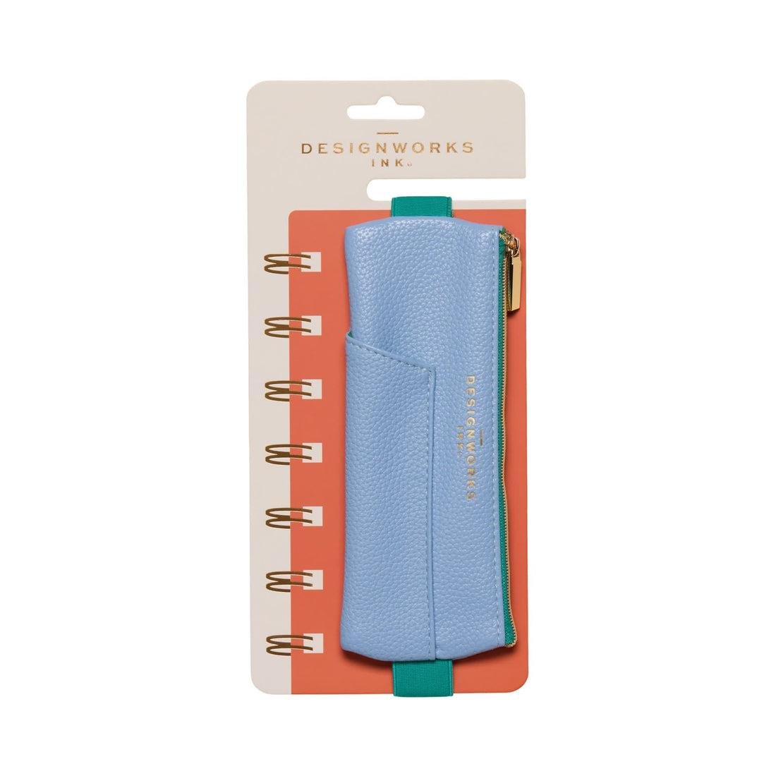 DesignWorks Ink Vegan Deri Defter Üstü Kalemlik - Light Blue & Green