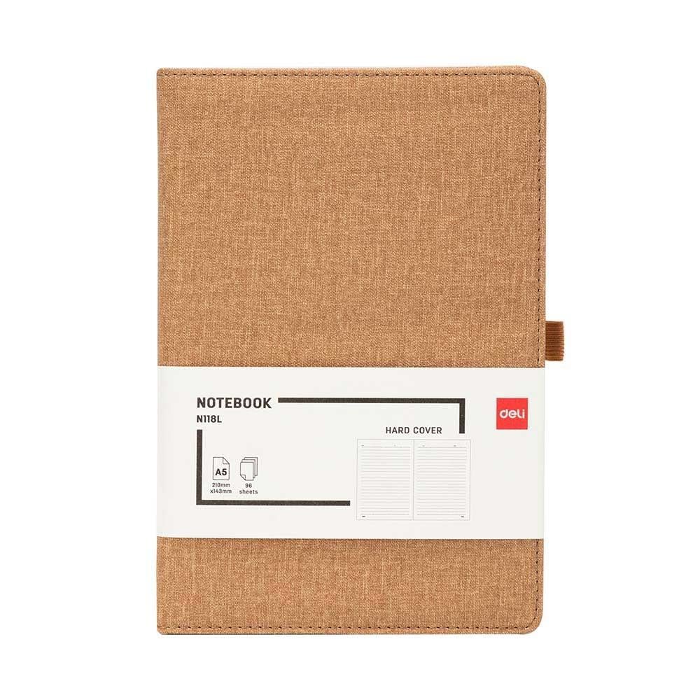 Deli Kumaş Kaplama Koyu Krem A5 96 Yp. Kareli Defter N118G