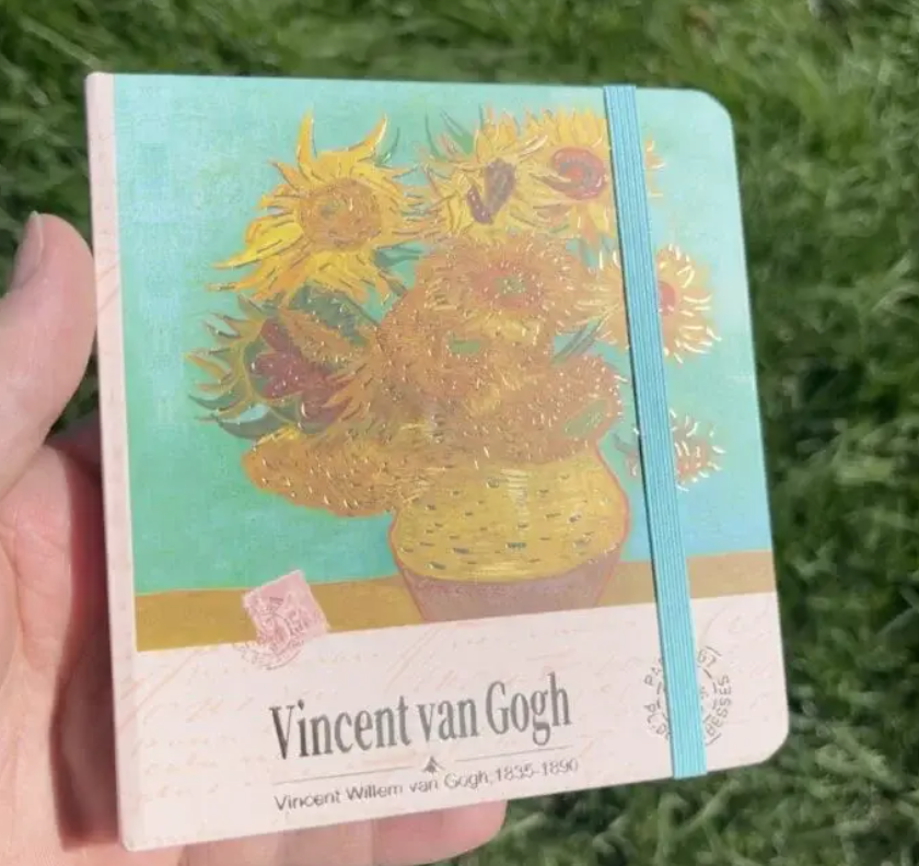 Nova Crafts Van Gogh Ayçiçeği Tablosu Yaldızlı Kare Lastikli Tarihsiz Ajanda