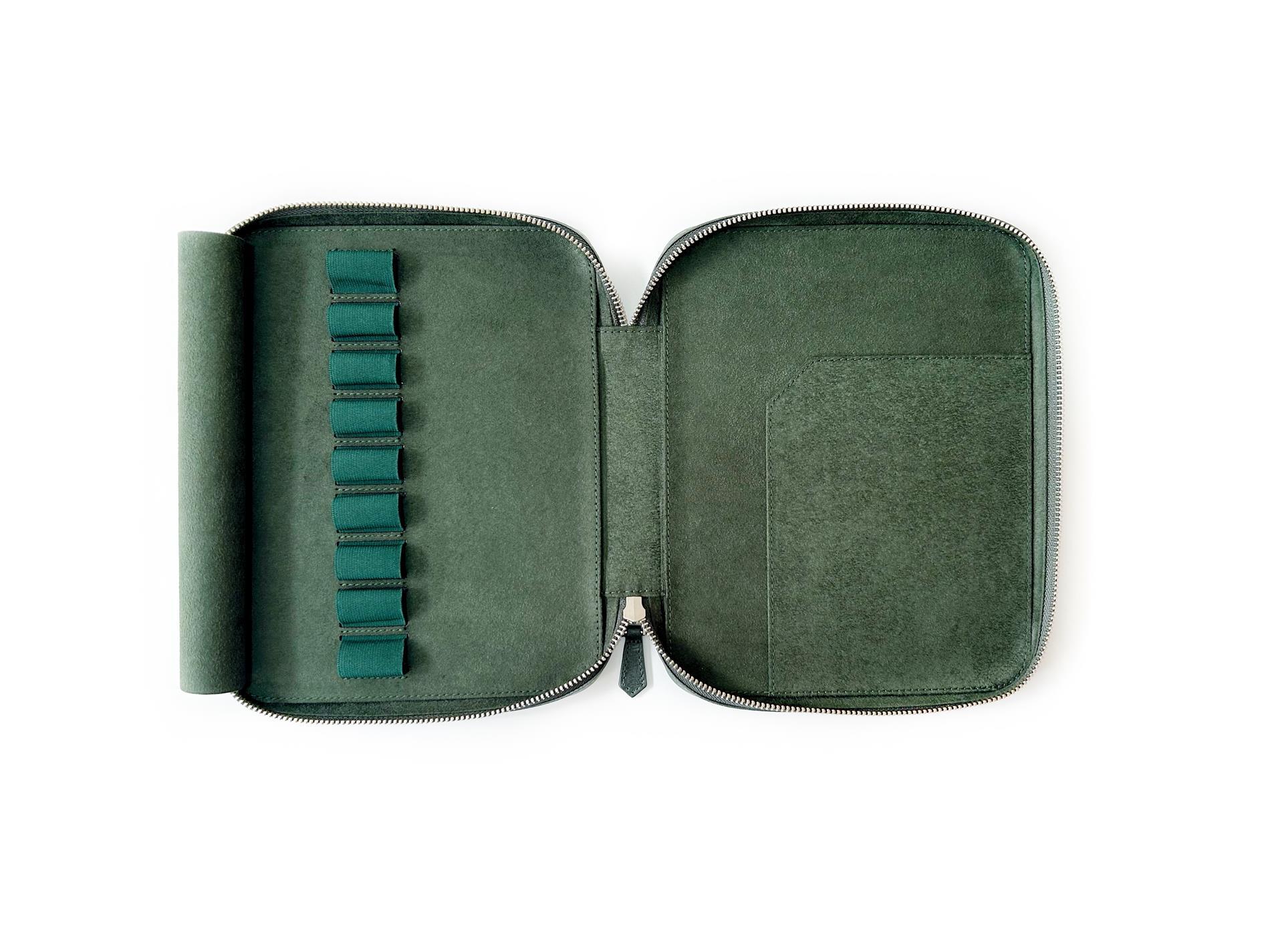 Eng Leather Patina Copper Green 9'lu Kalem Kılıfı ve A5 Notluk