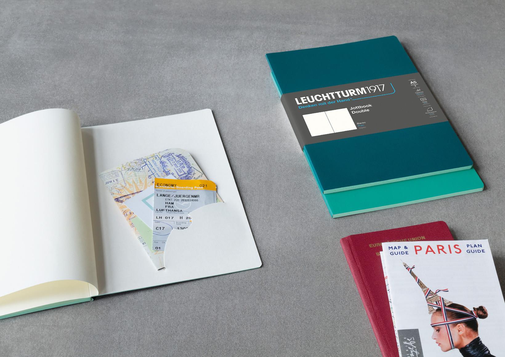 Leuchttrum 1917 Jottbook Double Edition Çizgisiz 2'li Defter Seti  A5 Ice Blue / Royal Blue 362705
