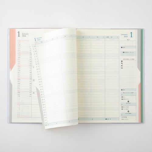 Midori With cover] [2024] Double Schedule Money B6 blue-green