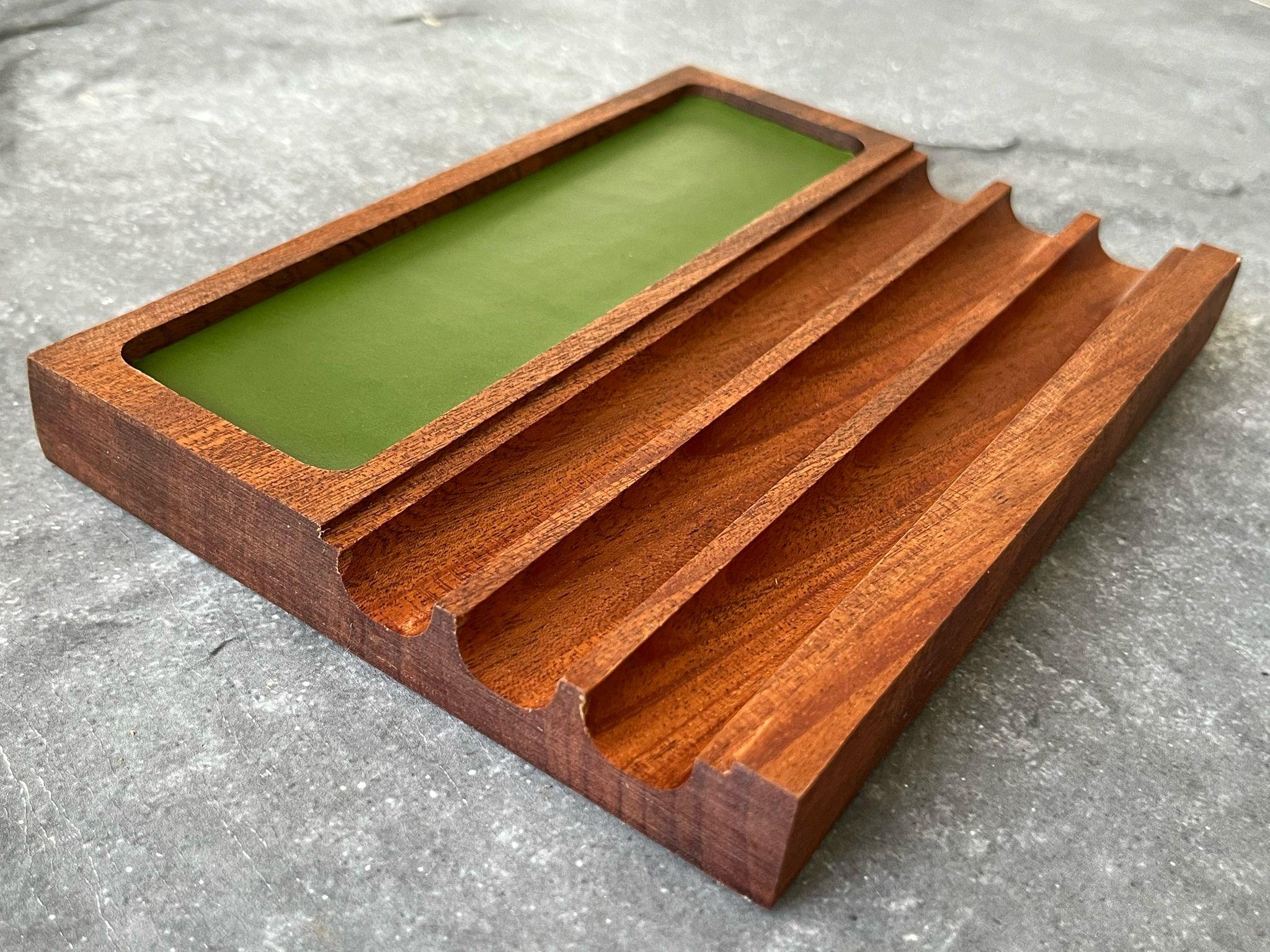 Aegan Leather Maun Kalem Tepsi & Mürekkep Standı  Yeşil