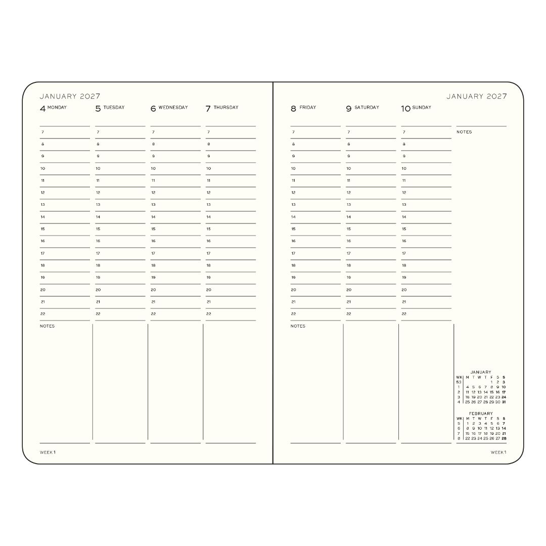 Leuchtturm1917 Planner 2027 - 12M Haftalık Planner Medium A5 2027 İngilizce Cherry 400314