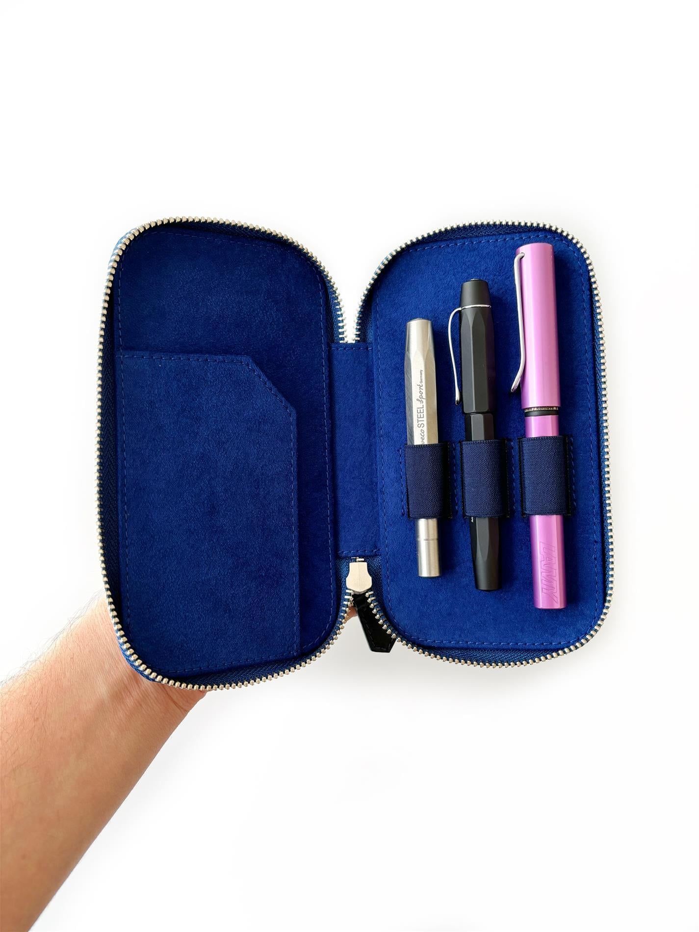 Eng Leather Blue Galaxy 3'lü Deri Kalem Kılıfı