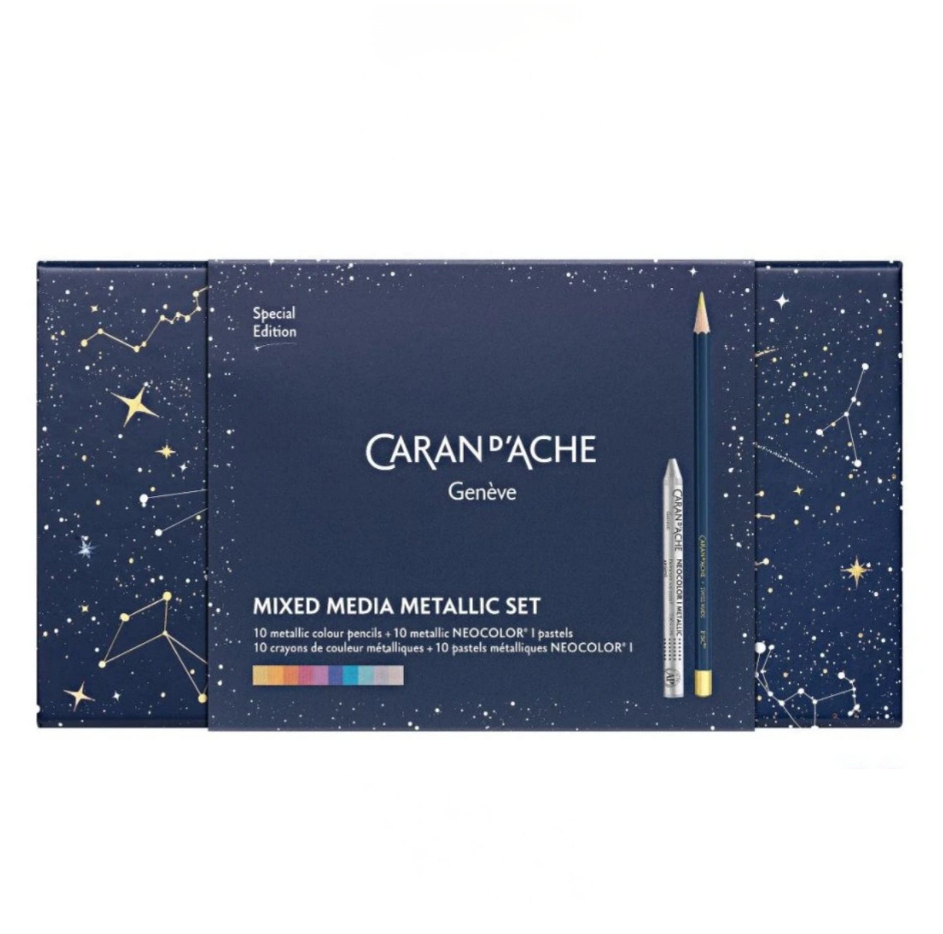 Caran d'Ache Limited Edition Mixed Art Crayons And Pastel Set, Cosmic Blue, 20 Pcs 3000.024