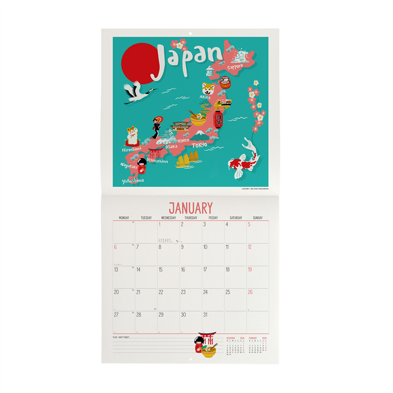 Legami 2025 Let's Travel The World Wall Calendar 30 x 29 cm Duvar Takvimi