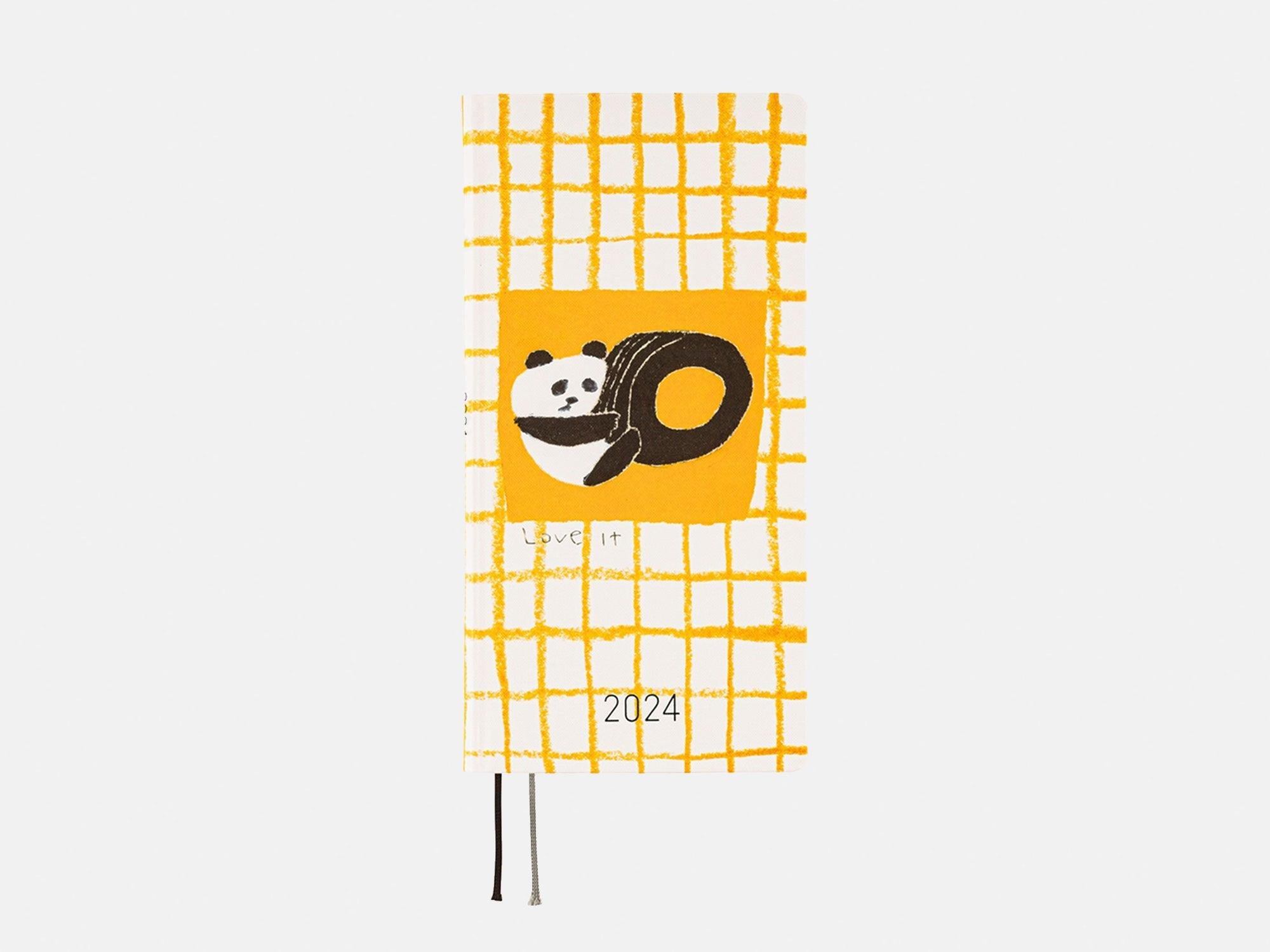 Hobonichi Weeks Japanese Version 2024 Jan. Start Jin Kitamura Love It Panda Yellow Plaid