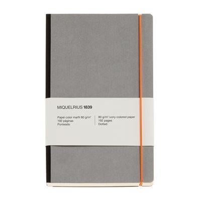 Miquelrius Retro Sert Kapak A5 Noktalı Lastikli Defter - Gri