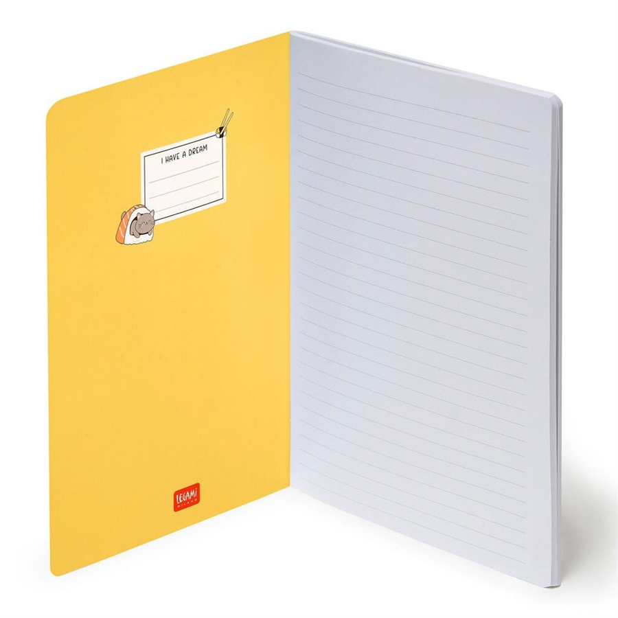 Legami Çizgili Defter - Quaderno - Büyük - Sushi Kedi