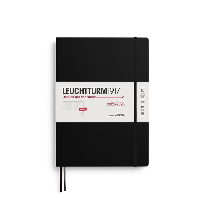 Leuchtturm1917 Master Boy (A4+) Akademik 18 Aylık Hafta Ajandası 2026 Sert Kapak, İngilizce, Siyah 372814