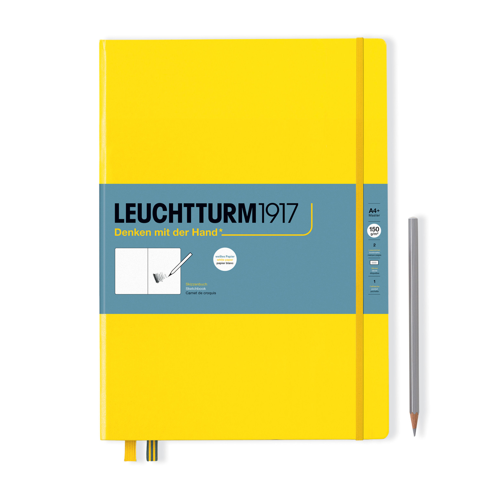 Leuchtturm1917 Sketchbook  Eskiz Defteri Master (A4+), Sert Kapak 112 Beyaz Sayfa (150 Gr), Lemon 362356