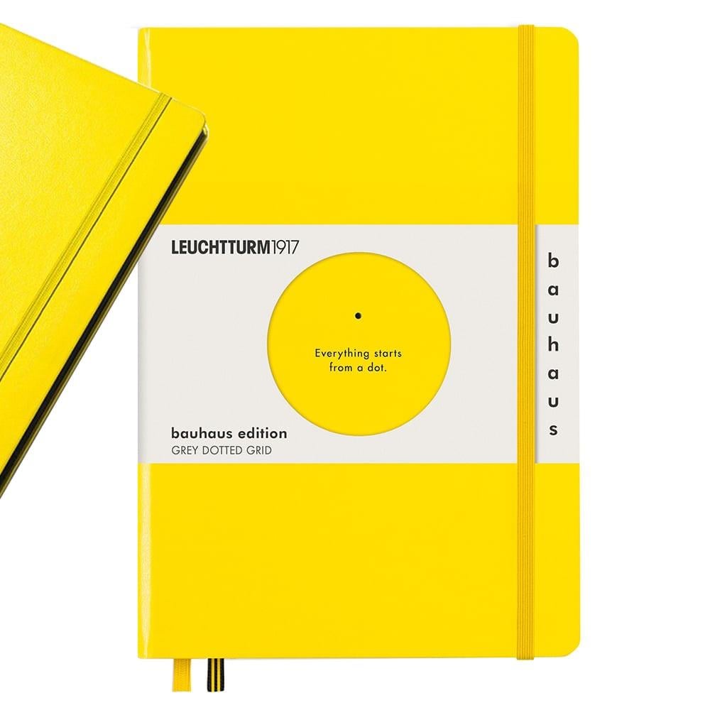 Leuchtturm1917 Bauhaus Serisi Not Defteri, Orta Boy (A5), Sert Kapak, 251 Sayfa Gri Noktalı Defter Lemon 359620