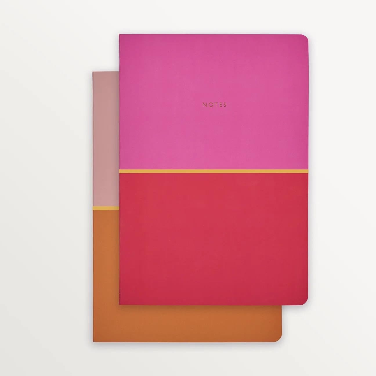 EPISODE COLOURBLOCK DUO PEACH PINK SET OF 2 B5 NOTEBOOKS