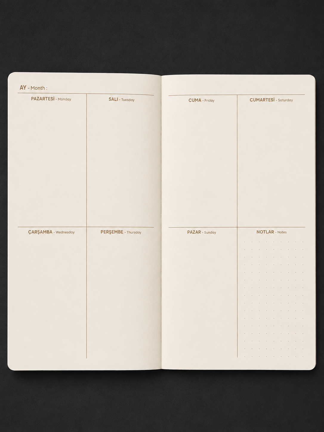 Nova Crafts Keten Yaldız Kapak Planlayıcı 10x20.5 cm. 90 gr. Ivory 224 sy. Yaldız Kenar, Green