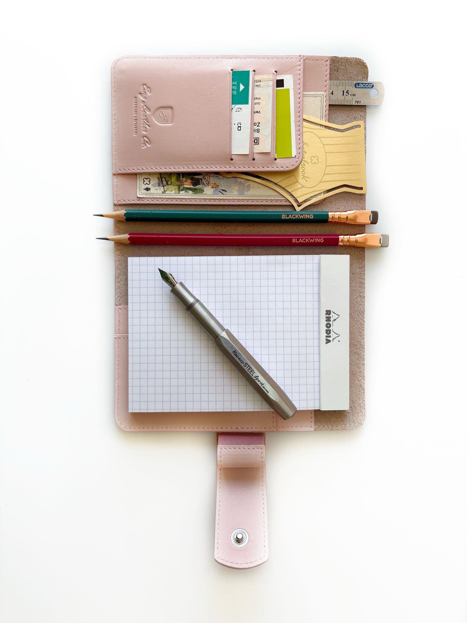 Eng Leather A6 Ebatlı Deri Defter Kılıfı ve Organizer - Baby Pink